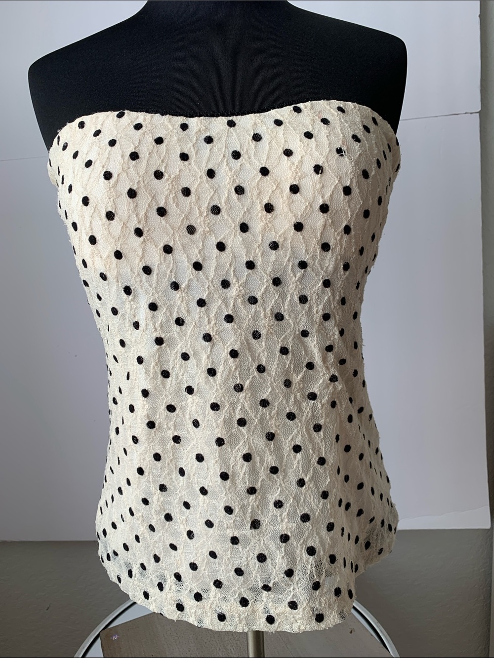 Banga Strapless Cream Polka Dot Bustier Top Size L